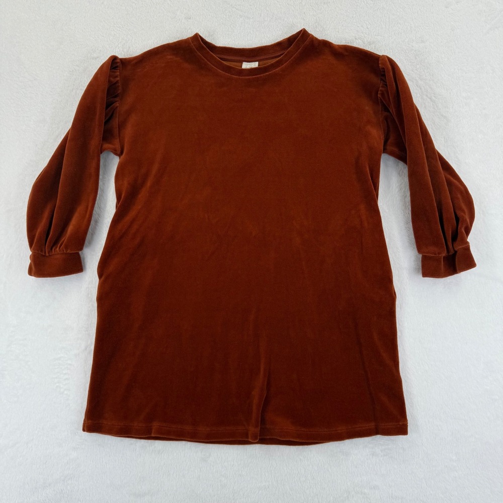 COS Collection of Style Kids Brown Velvet Dress Puff‎ Sleeve Size 6-8Y